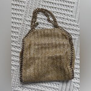 Stella McCartney Gold Raffia Shoulder Bag. With Gold chain. Beautiful never used